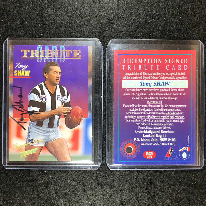 1995 Select AFL Signature Series TONY SHAW Tribute Signature 205/500