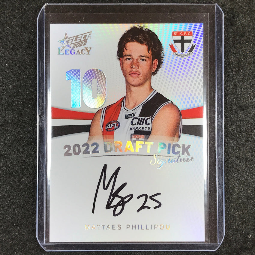 2023 Select AFL Legacy MATTAES PHILLIPOU Draft Pick Signature Platinum 29/40