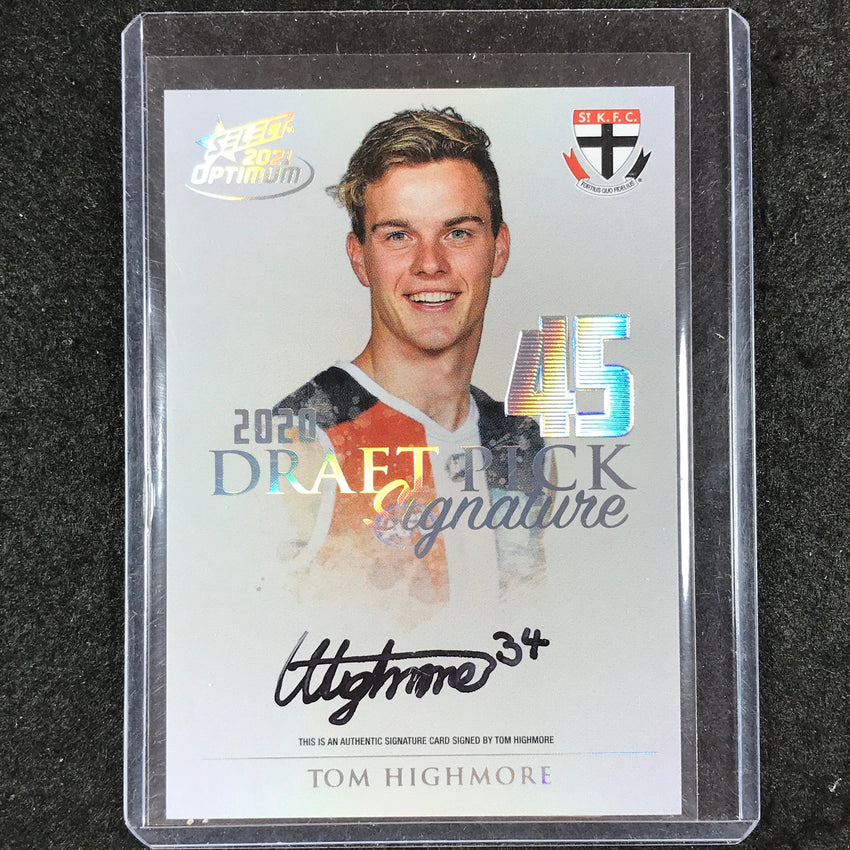 2021 Select AFL Optimum TOM HIGHMORE Draft Pick Signature Platinum 29/40
