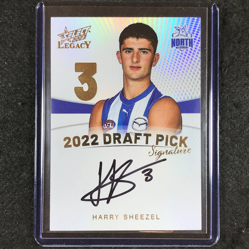 2023 Select AFL Legacy HARRY SHEEZEL Draft Pick Signature Gold 49/90