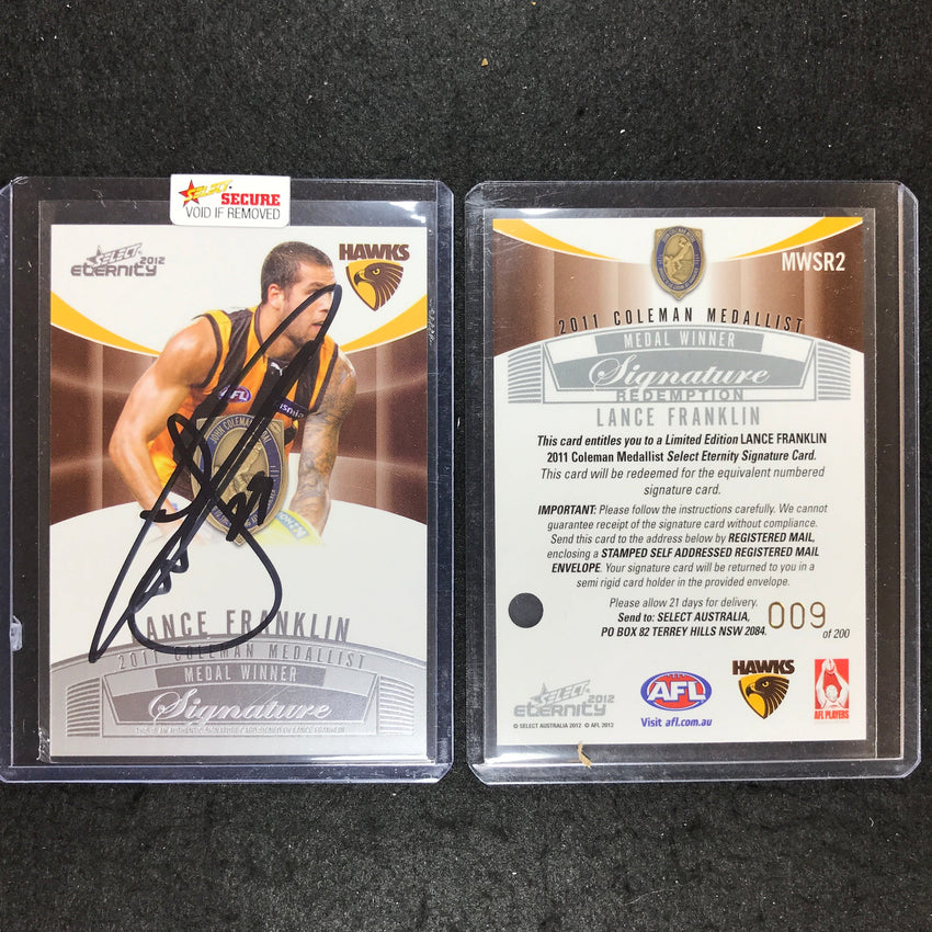 2012 Select AFL Eternity LANCE FRANKLIN Coleman Medallist Signature 009/200