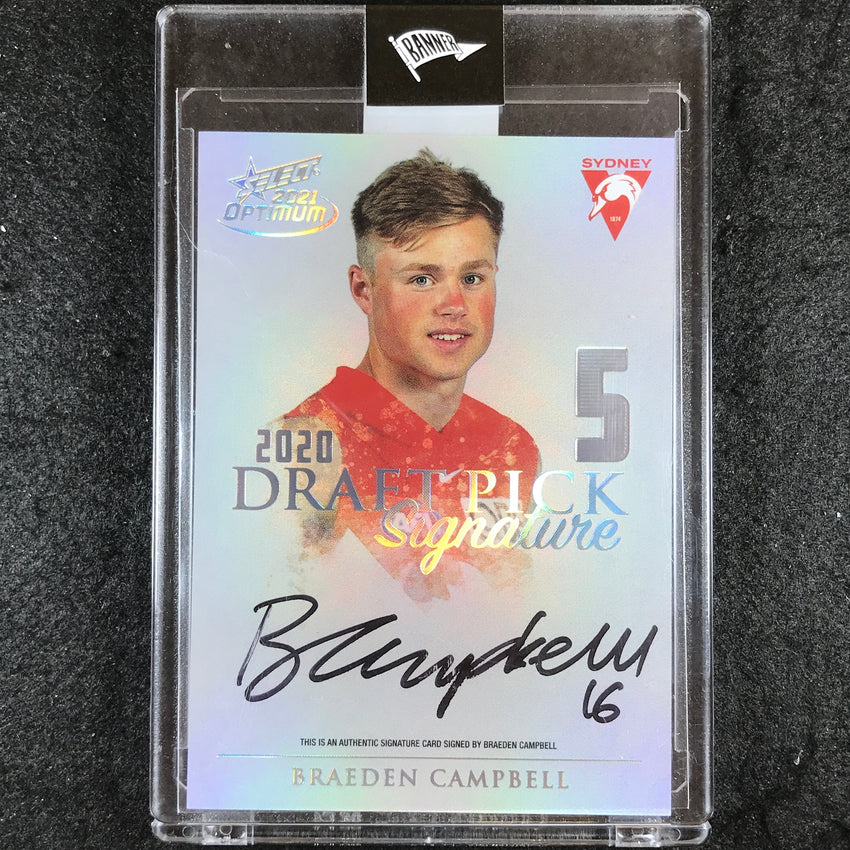 2021 Select AFL Optimum BRAEDEN CAMPBELL Draft Pick Signature Platinum 19/40