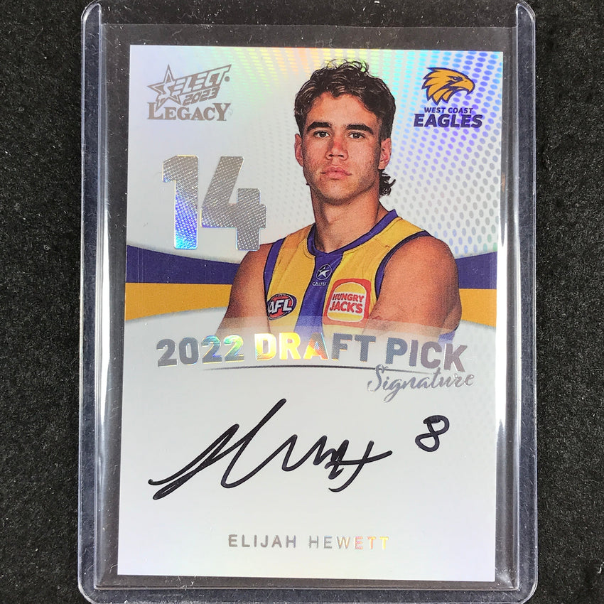 2023 Select AFL Legacy ELIJAH HEWETT Draft Pick Signature Platinum 01/40