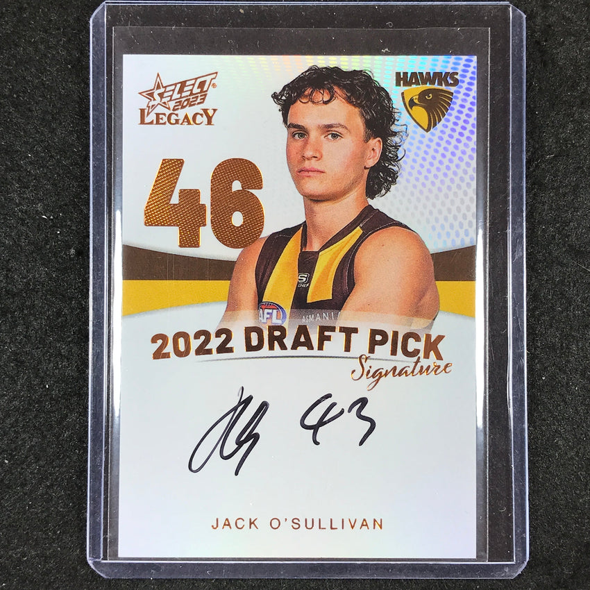 2023 Select AFL Legacy JACK O'SULLIVAN Draft Pick Signature Copper 157/175