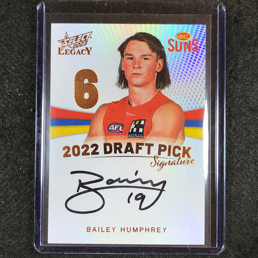 2023 Select AFL Legacy BAILEY HUMPHREY Draft Pick Signature Copper 73/175