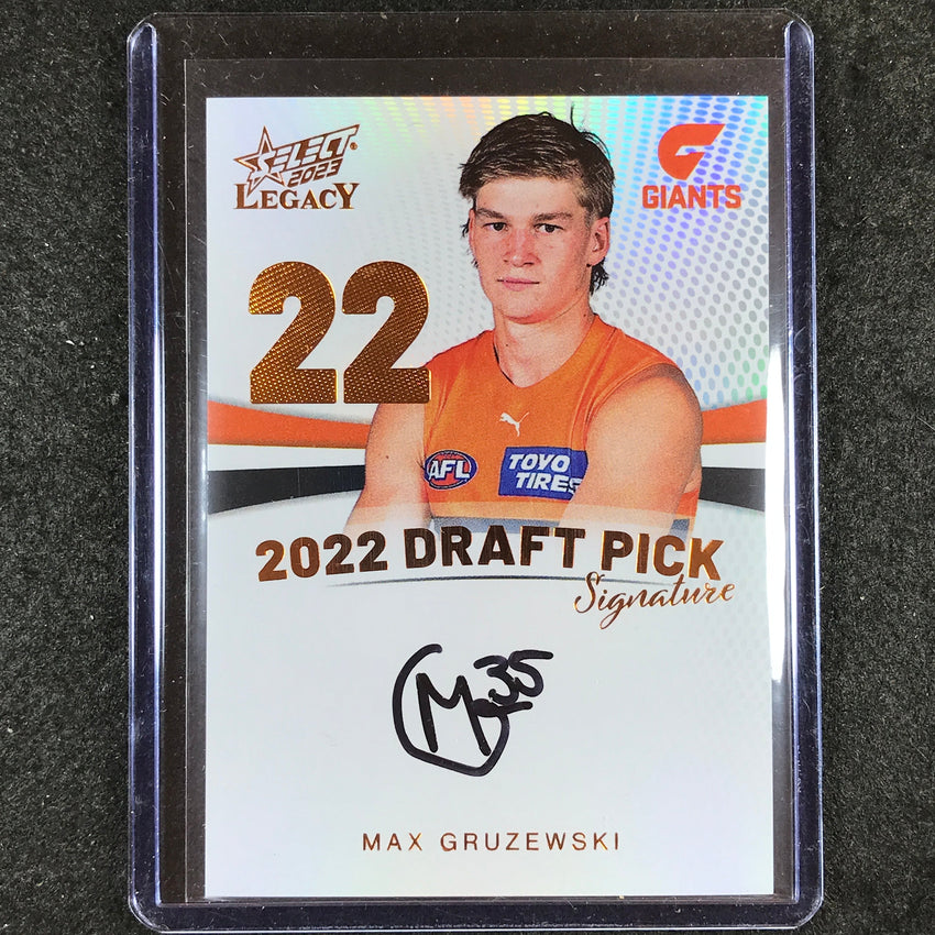 2023 Select AFL Legacy MAX GRUZEWSKI Draft Pick Signature Copper 94/175