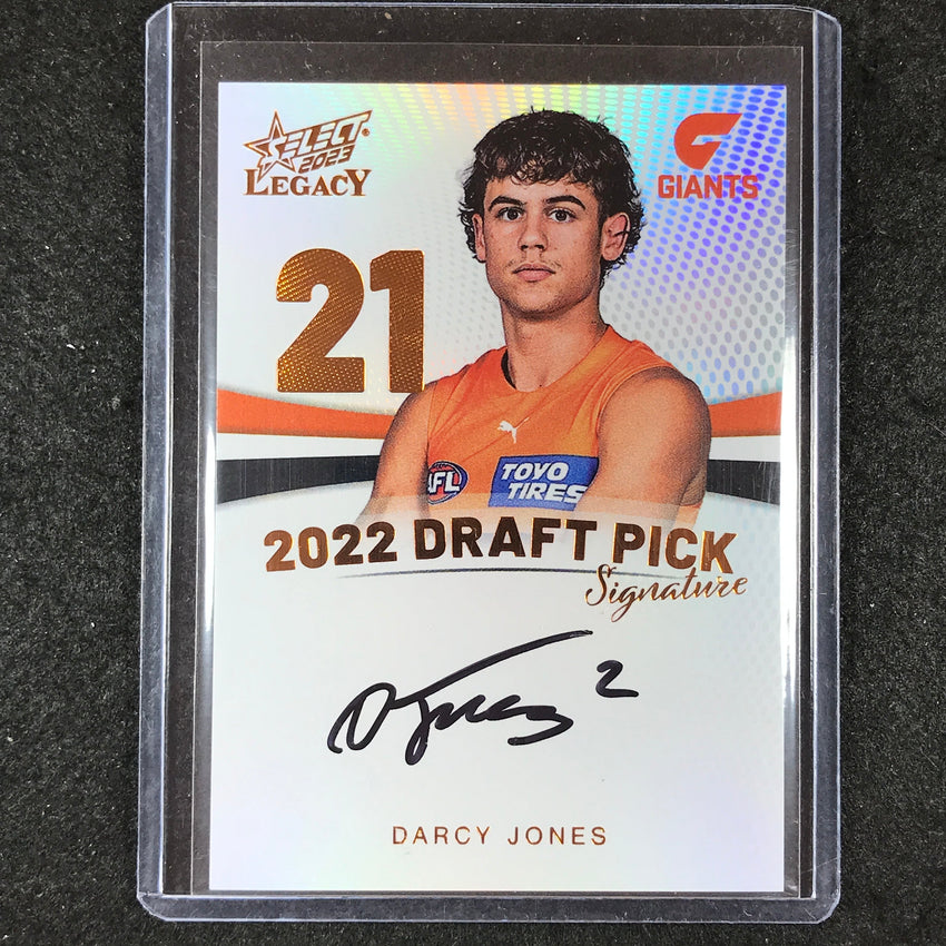 2023 Select AFL Legacy DARCY JONES Draft Pick Signature Copper 153/175