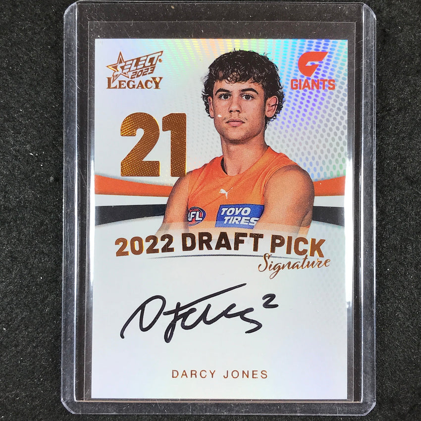 2023 Select AFL Legacy DARCY JONES Draft Pick Signature Copper 42/175