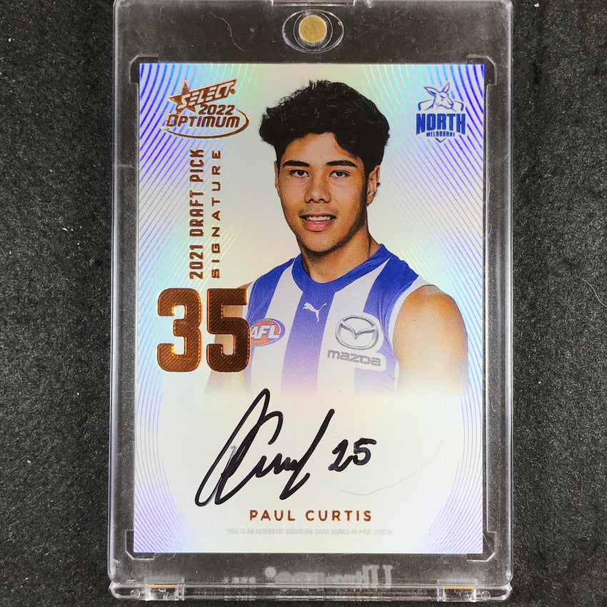 2022 Select AFL Optimum PAUL CURTIS Draft Pick Signature Copper 102/170