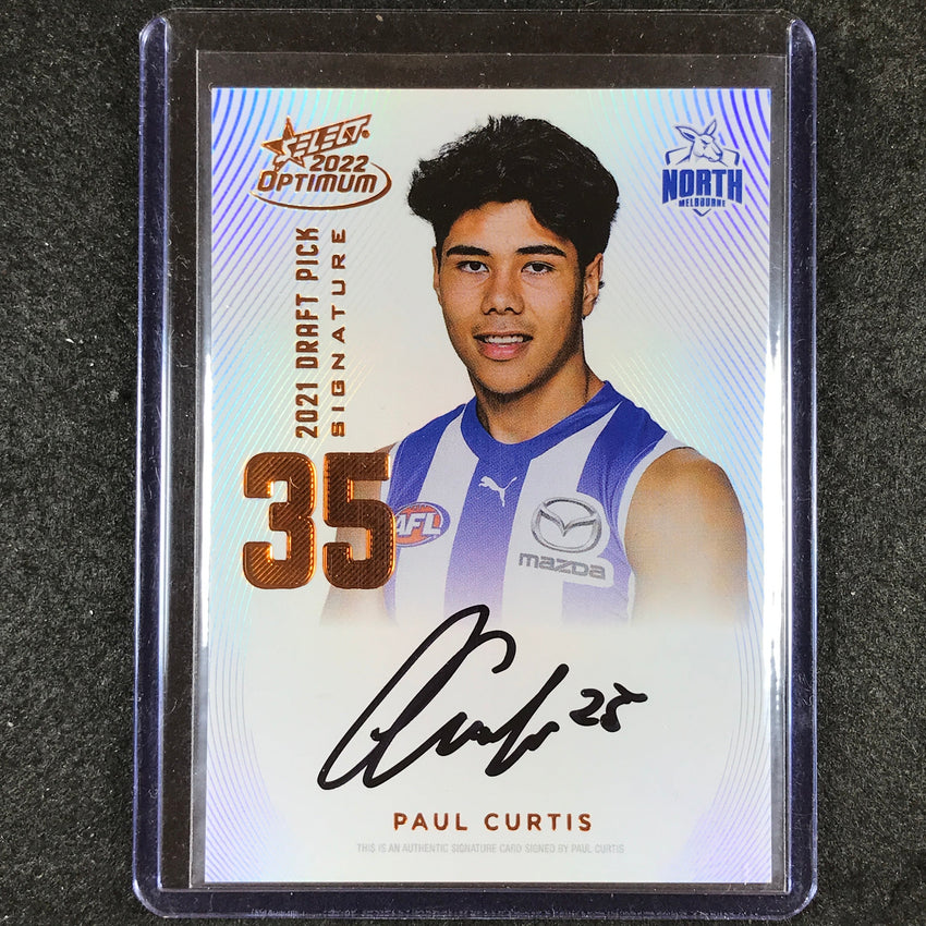 2022 Select AFL Optimum PAUL CURTIS Draft Pick Signature Copper 147/170