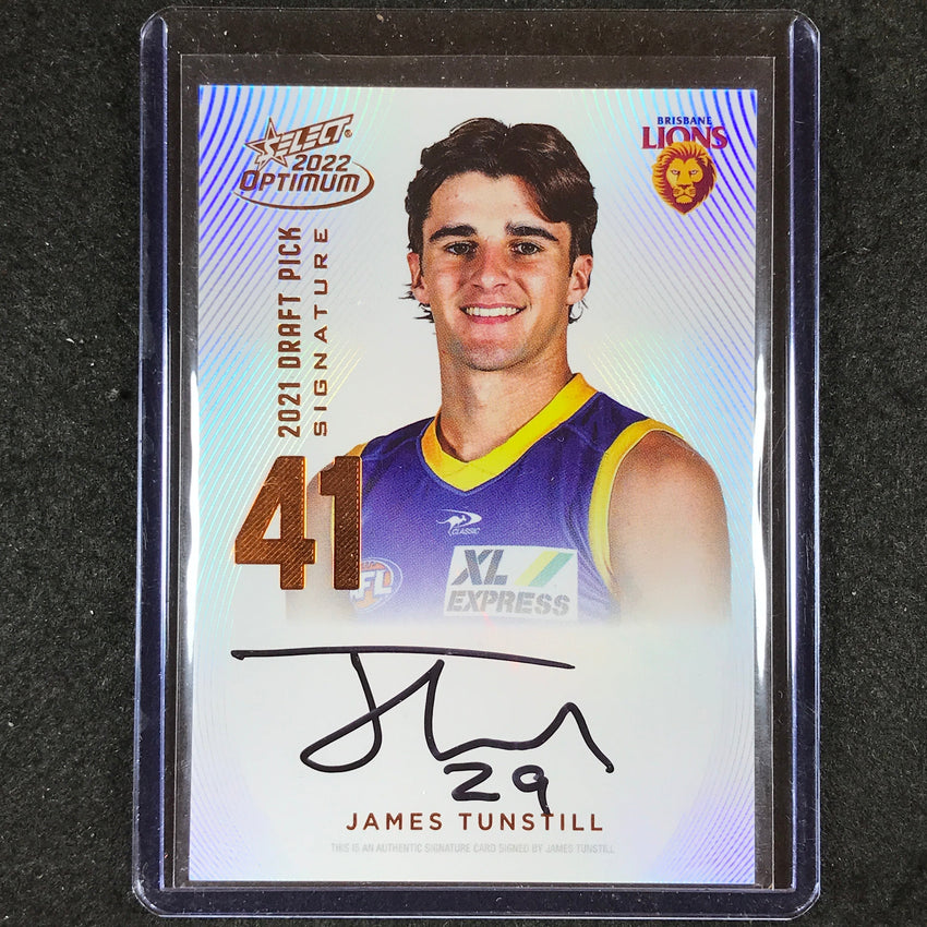 2022 Select AFL Optimum JAMES TUNSTILL Draft Pick Signature Copper 107/170