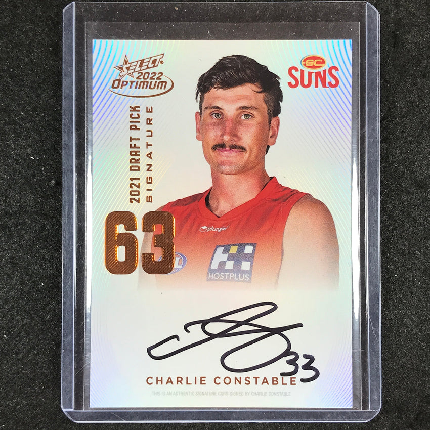 2022 Select AFL Optimum CHARLIE CONSTABLE Draft Pick Signature Copper 161/170