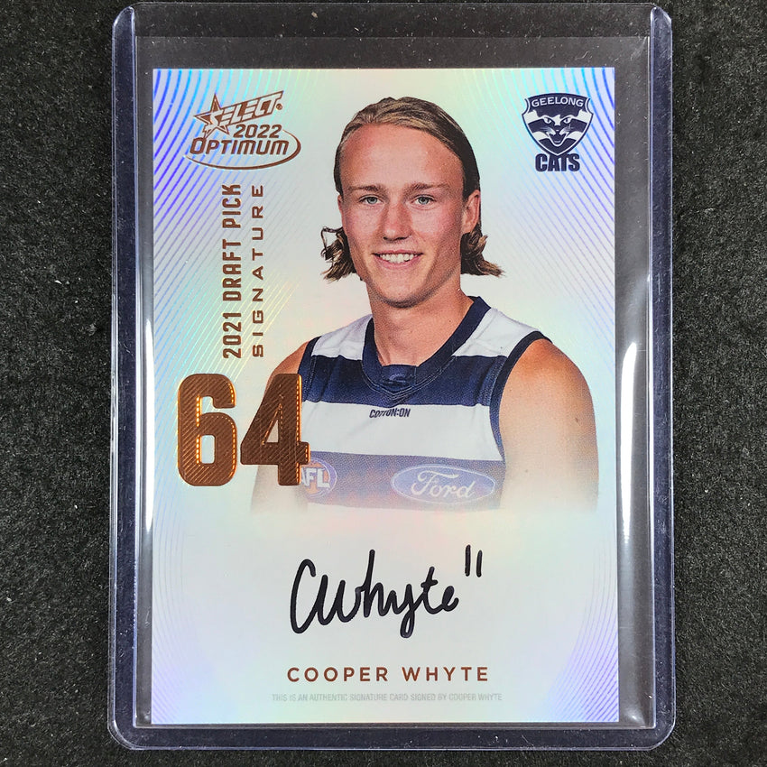 2022 Select AFL Optimum COOPER WHYTE Draft Pick Signature Copper 49/170