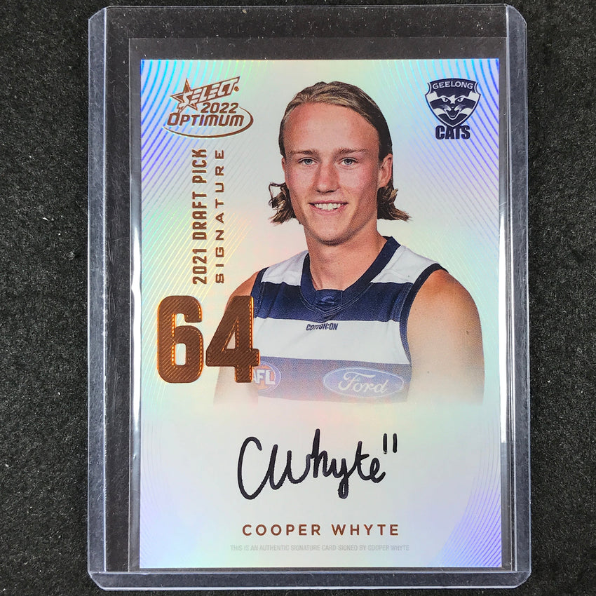 2022 Select AFL Optimum COOPER WHYTE Draft Pick Signature Copper 65/170