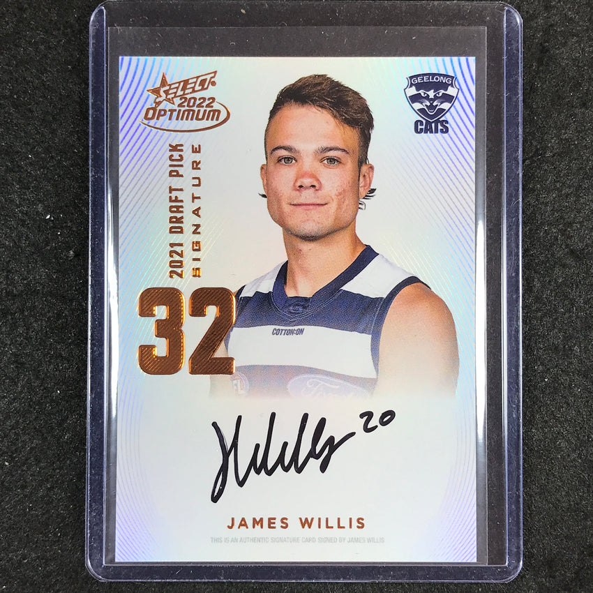 2022 Select AFL Optimum JAMES WILLIS Draft Pick Signature Copper 82/170
