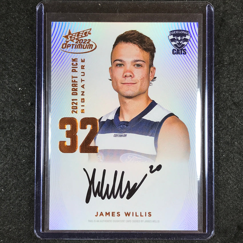 2022 Select AFL Optimum JAMES WILLIS Draft Pick Signature Copper 28/170