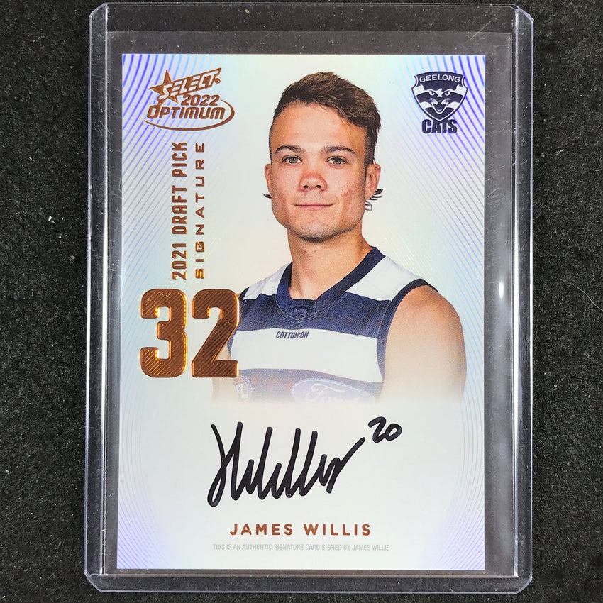 2022 Select AFL Optimum JAMES WILLIS Draft Pick Signature Copper 74/170