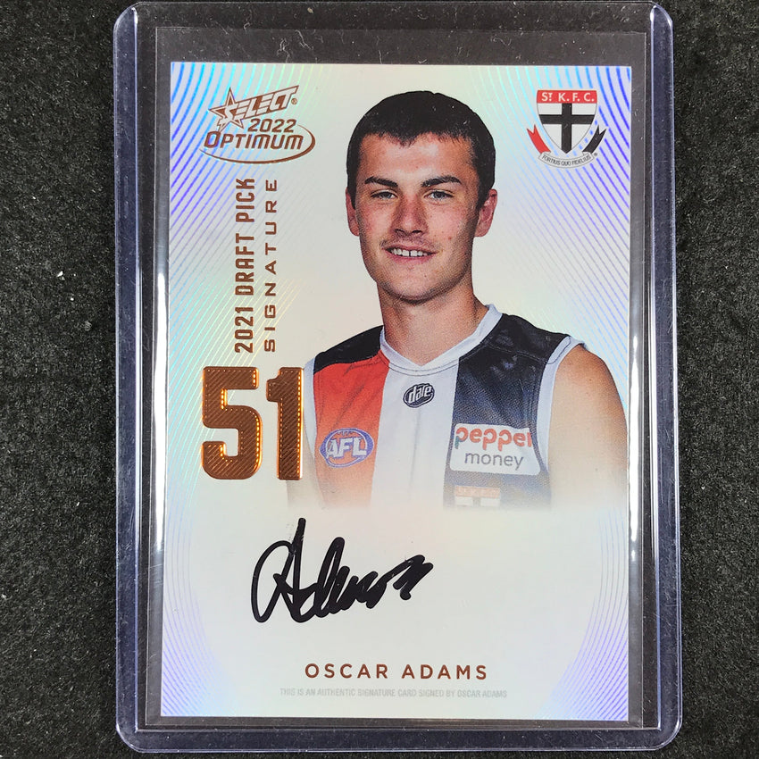 2022 Select AFL Optimum OSCAR ADAMS Draft Pick Signature Copper 156/170
