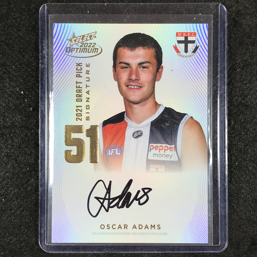 2022 Select AFL Optimum OSCAR ADAMS Draft Pick Signature Gold 40/85