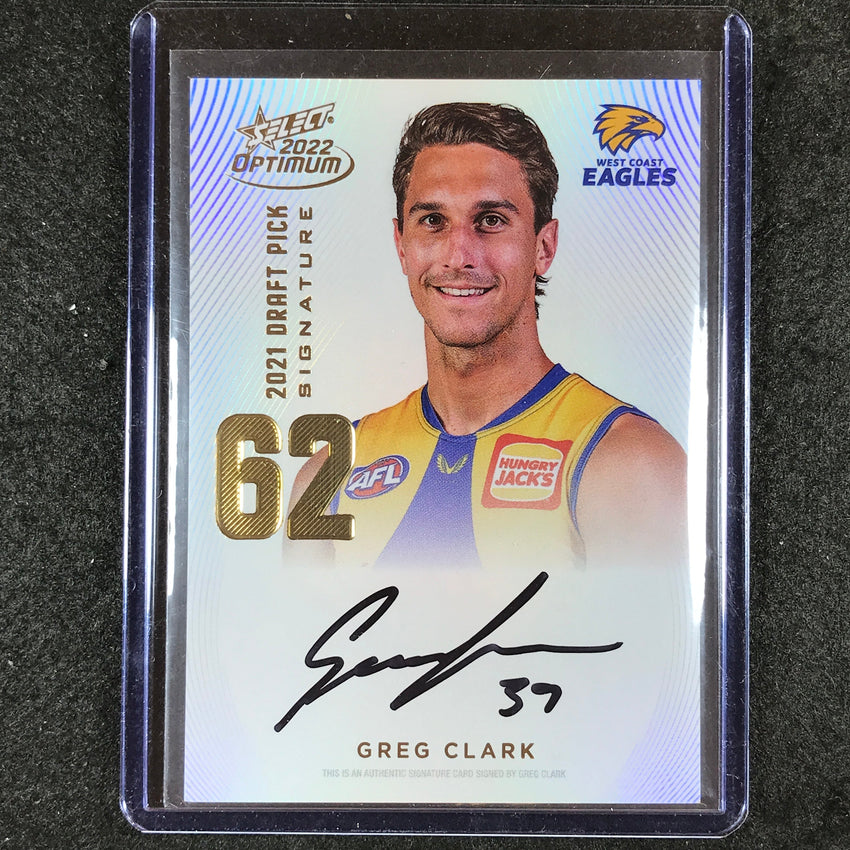 2022 Select AFL Optimum GREG CLARK Draft Pick Signature Gold 12/85