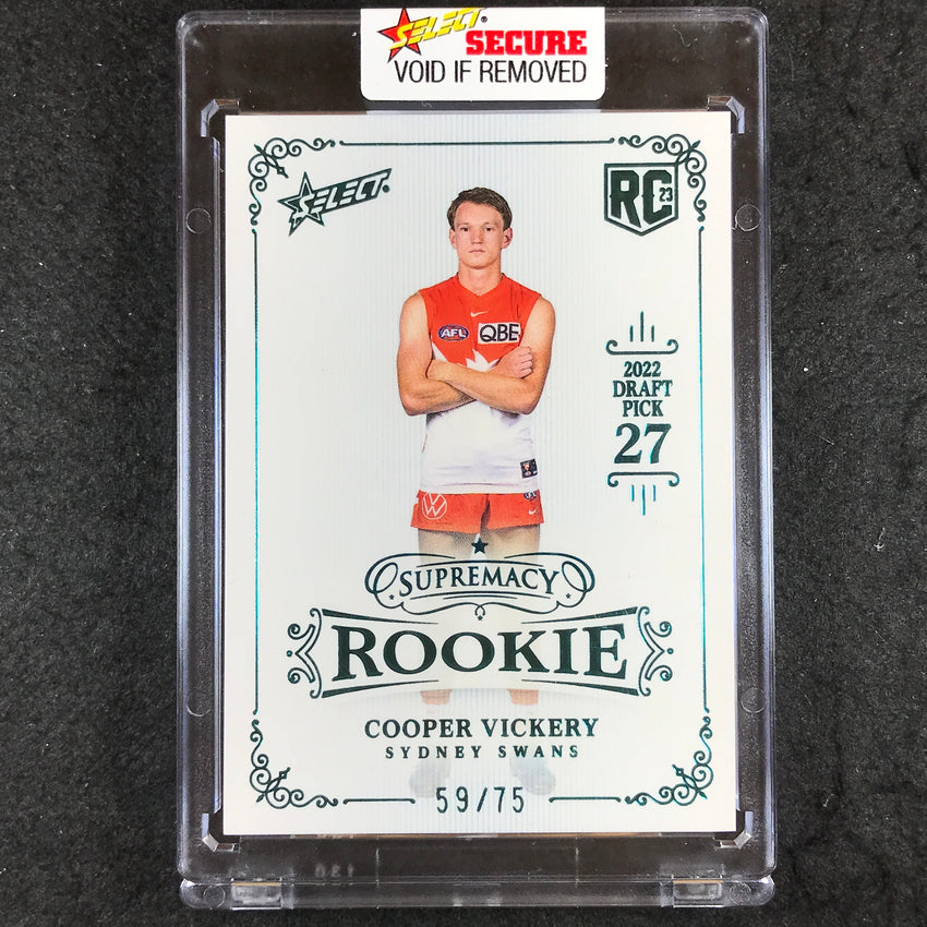 2023 Select AFL Supremacy Rookie COOPER VICKERY 2022 Draft Blue 59/75 #RPB27