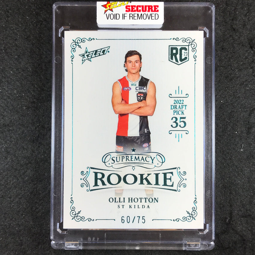 2023 Select AFL Supremacy Rookie OLLI HOTTON 2022 Draft Platinum Blue 60/75 #35