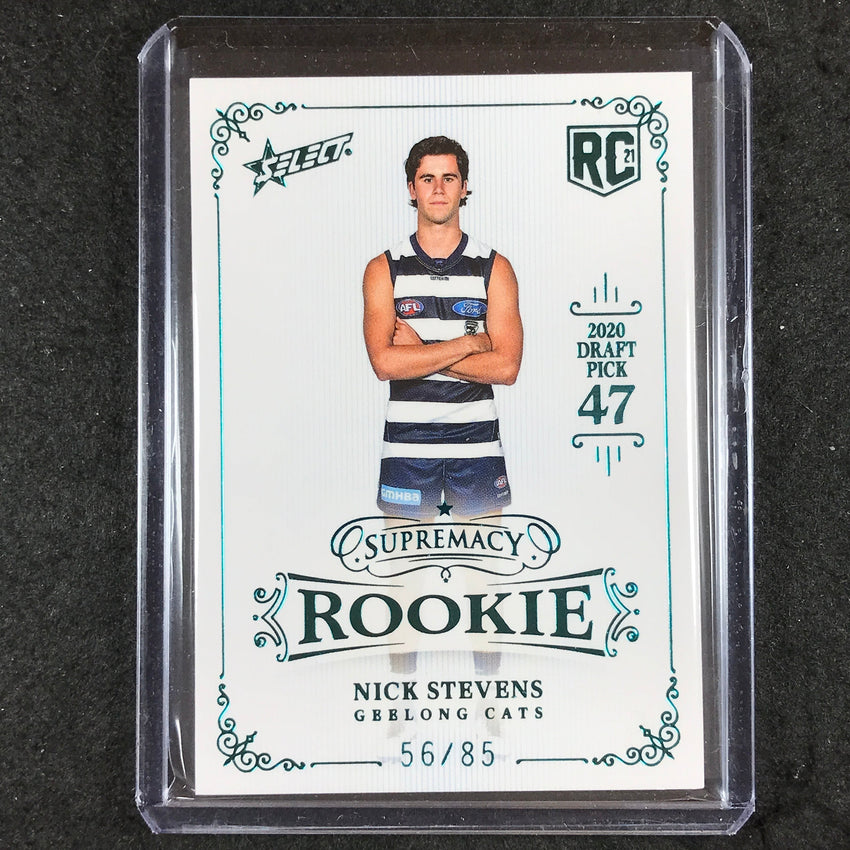 2021 Select AFL Supremacy Rookie NICK STEVENS 2020 Draft Platinum Blue 56/85 #47