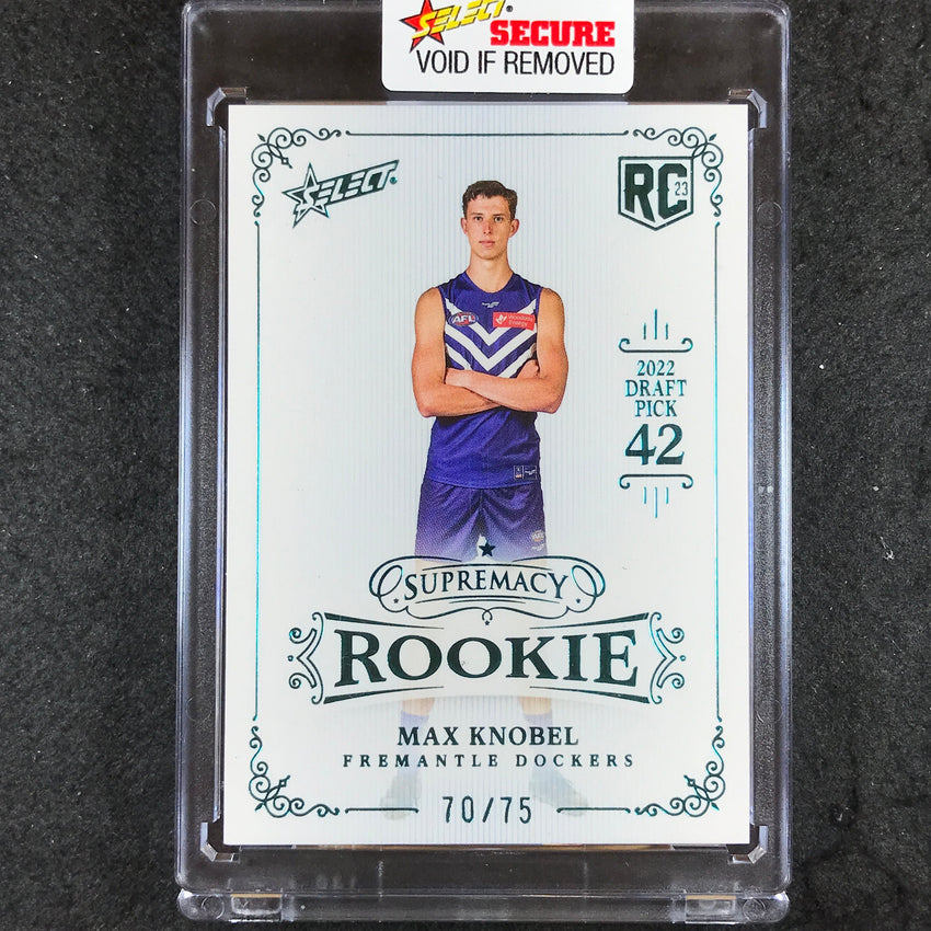2023 Select AFL Supremacy Rookie MAX KNOBEL 2022 Draft Platinum Blue 70/75 #42