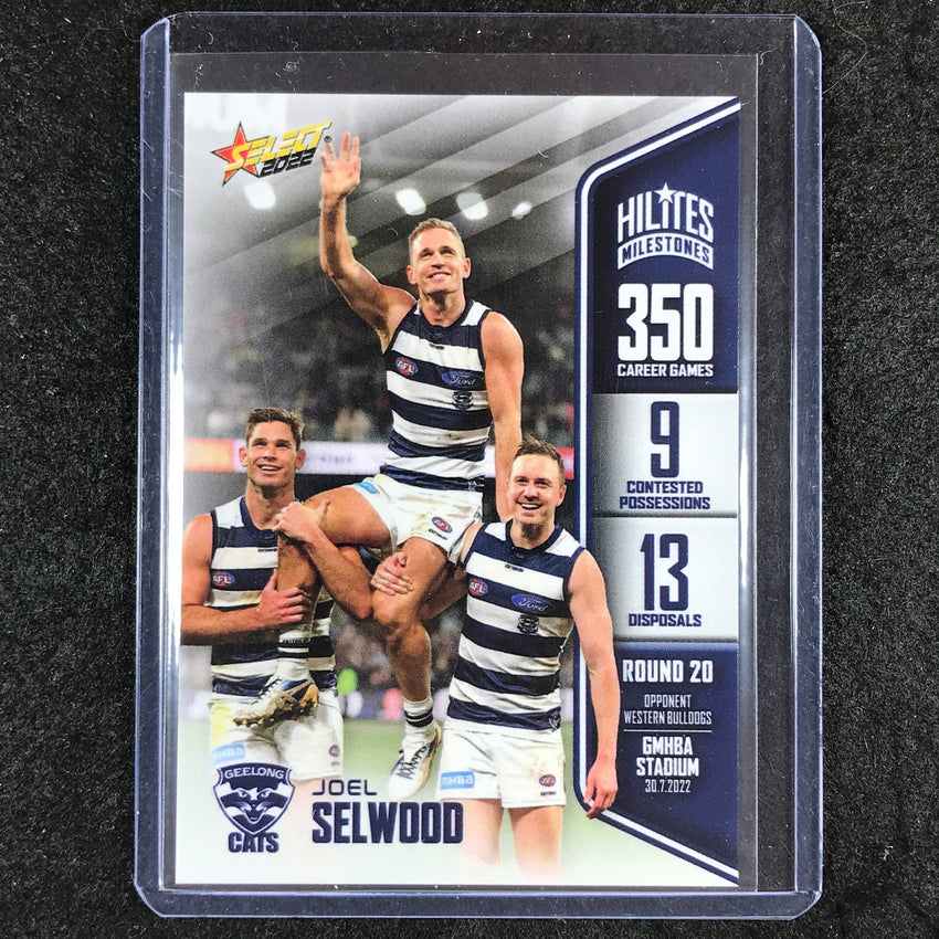 2022 Select AFL JOEL SELWOOD Hilites Milestones 350 Games 431/468 #SHM20a