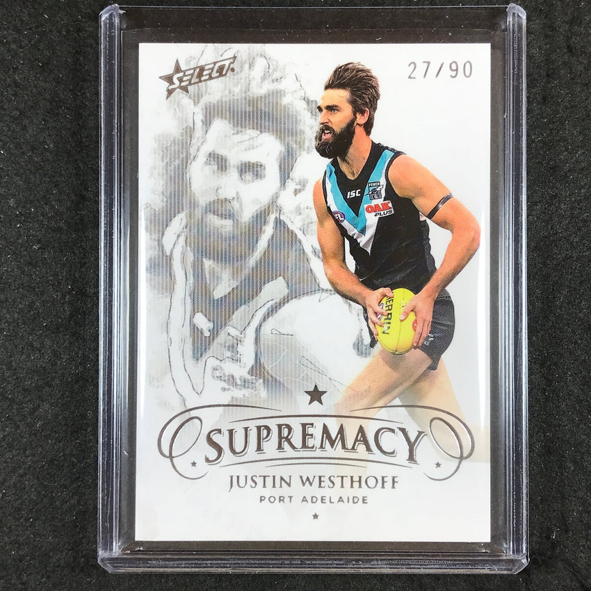 2019 Select AFL Supremacy JUSTIN WESTHOFF Base Silver 27/90 #77