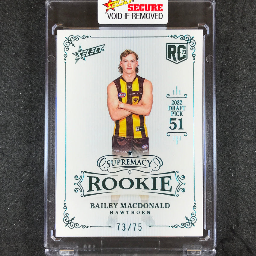 2023 Select AFL Supremacy Rookie BAILEY MACDONALD 2022 Draft Platinum 73/75 #51