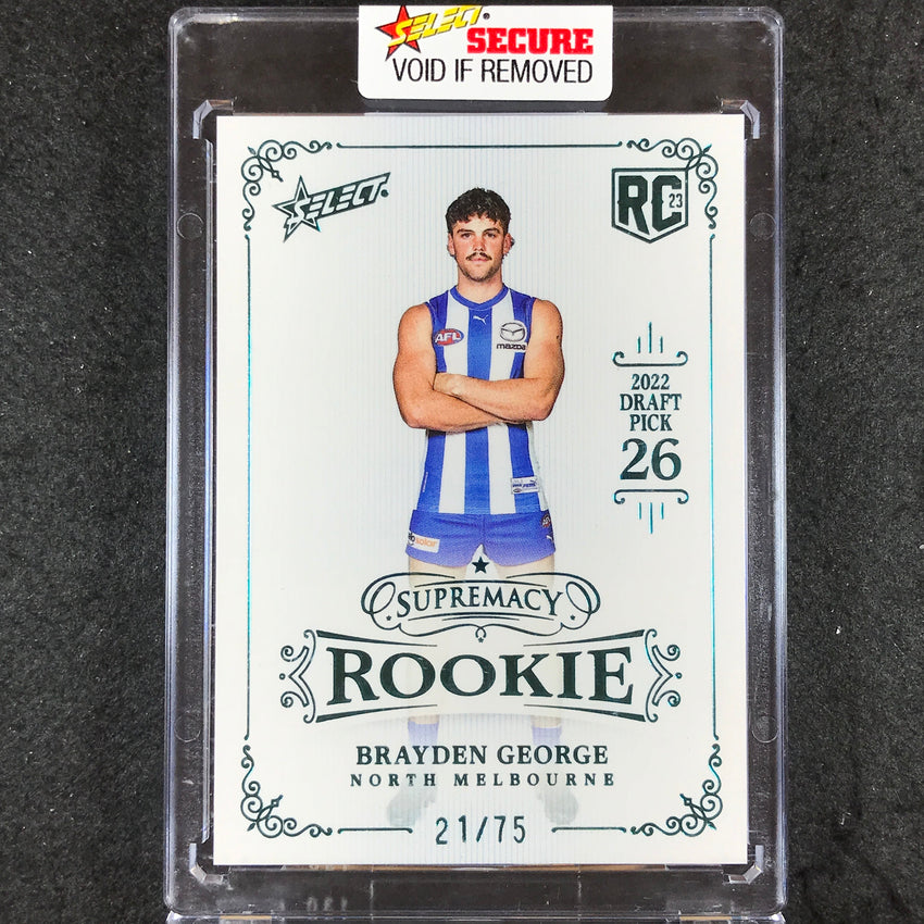 2023 Select AFL Supremacy Rookie BRAYDEN GEORGE 2022 Draft Platinum 21/75 #RPB26