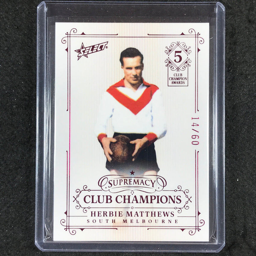 2021 Select AFL Supremacy HERBIE MATTHEWS Club Champions 14/60 #CC-HM