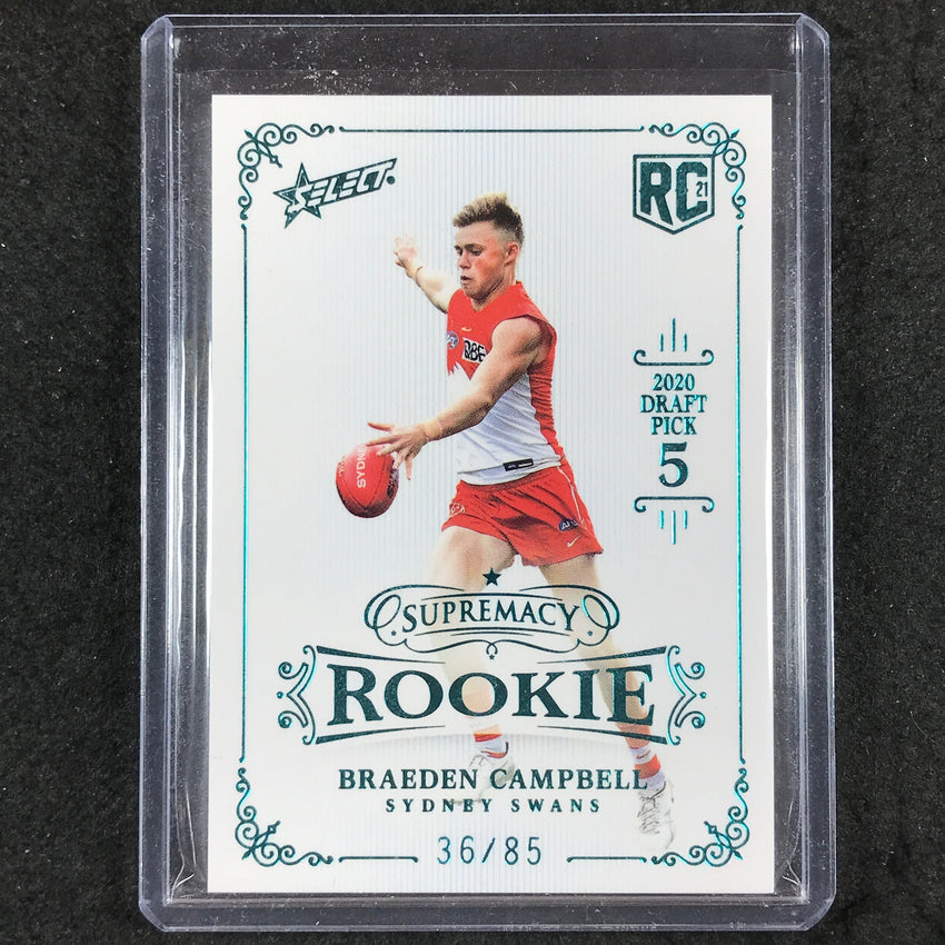 2019 Select AFL Supremacy Rookie BRAEDEN CAMPBELL 2020 Draft Blue 36/85 #RPB5