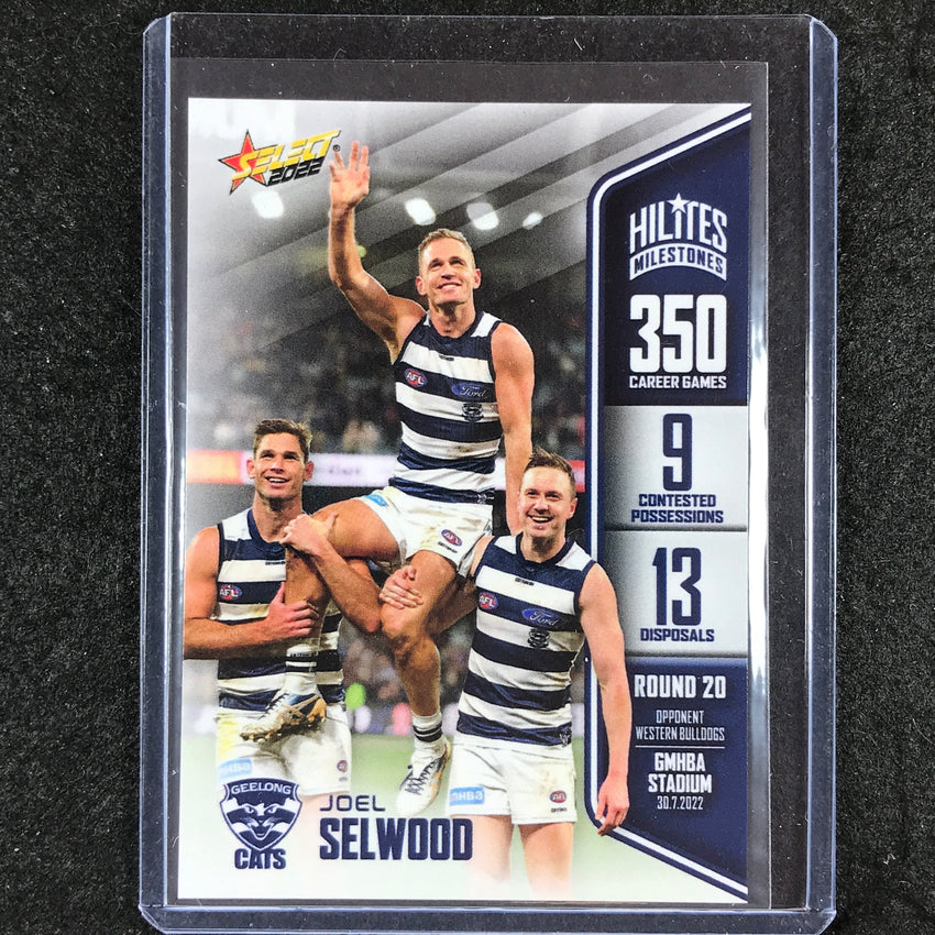 2022 Select AFL JOEL SELWOOD Hilites Milestones 350 Games 007/468 #SHM20a