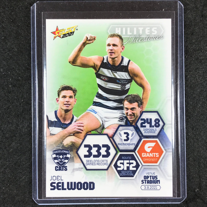 2021 Select AFL JOEL SELWOOD Hilites Milestones Cats Games Record 261/362 #SHM10