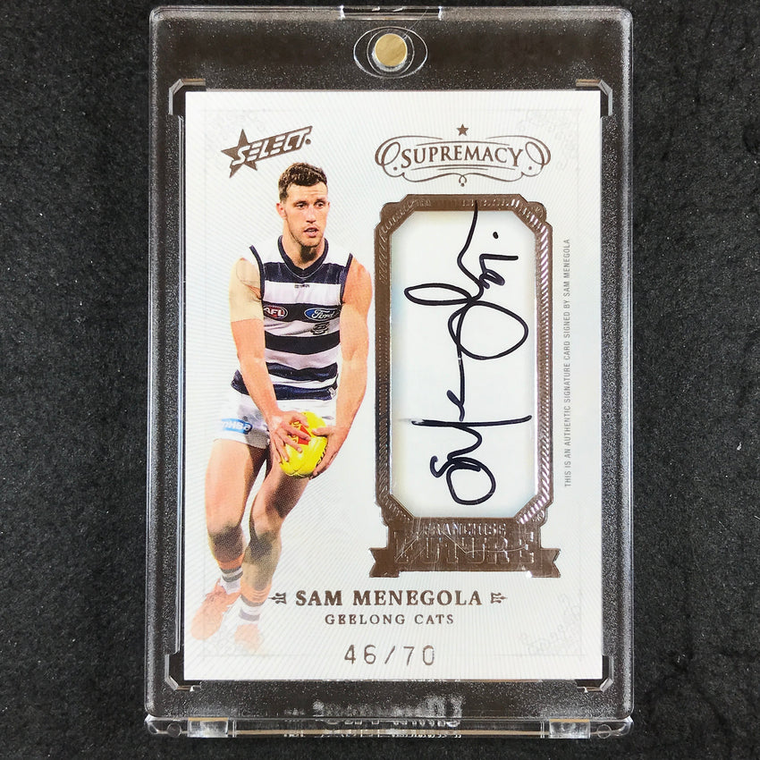 2019 Select AFL Supremacy SAM MENEGOLA Franchise Future Signature 46/70 #14