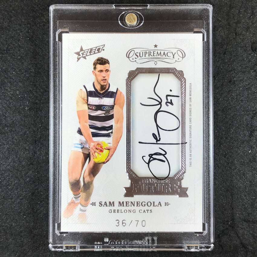 2019 Select AFL Supremacy SAM MENEGOLA Franchise Future Signature 36/70 #14