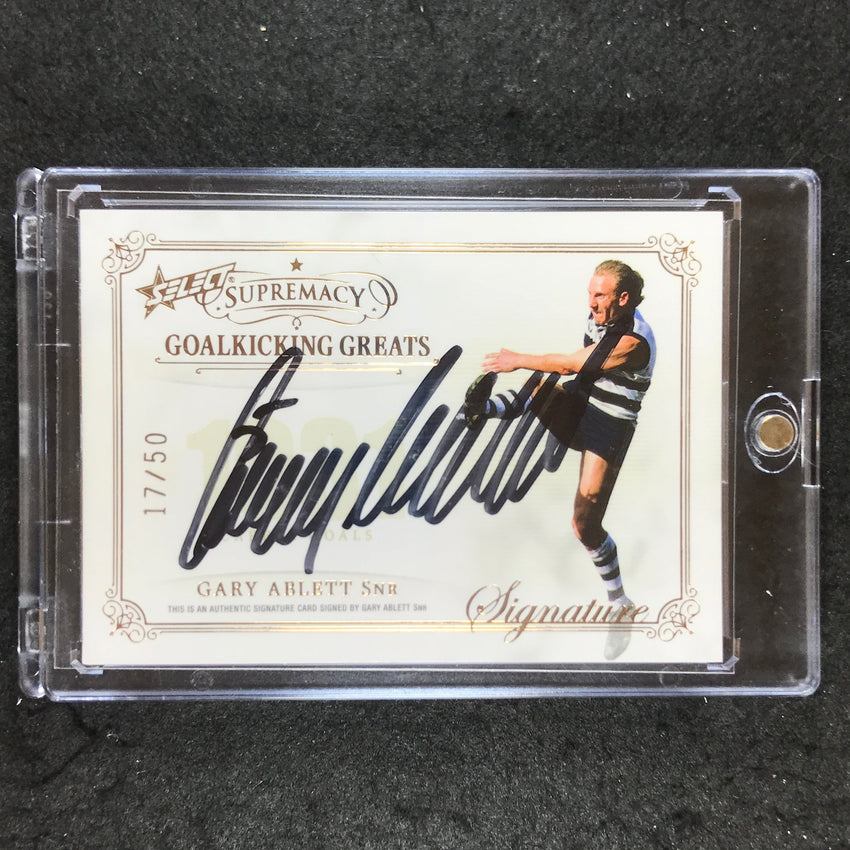 2021 Select AFL Supremacy GARY ABLETT SR. Goalkicking Greats Signature 17/50
