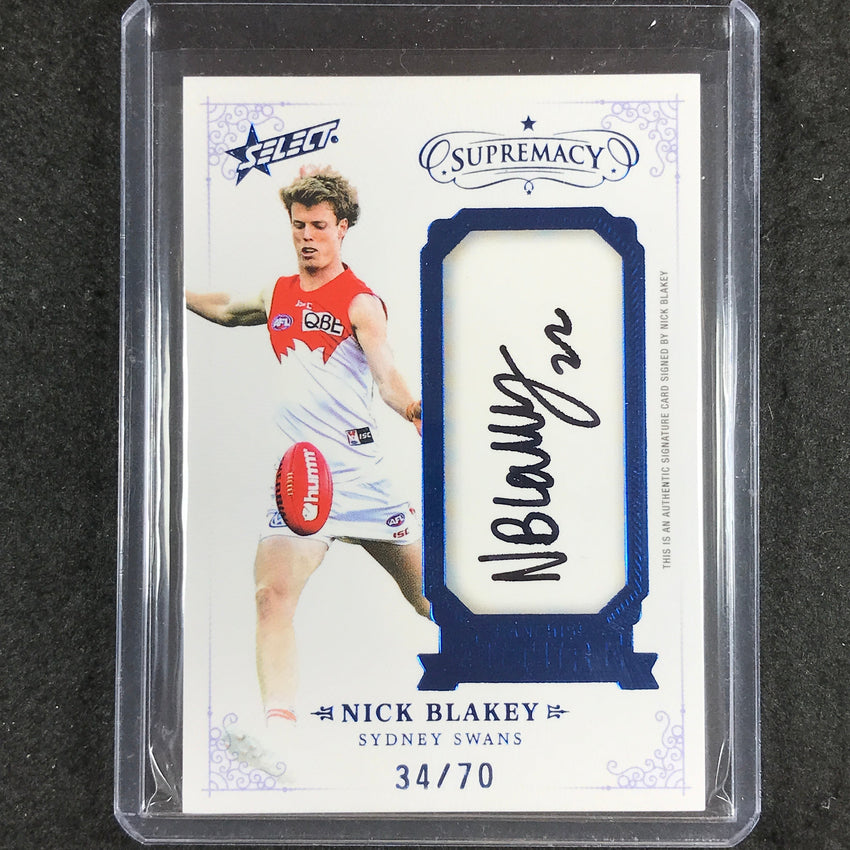 2021 Select AFL Supremacy NICK BLAKEY Franchise Future Signature Sapphire 34/70