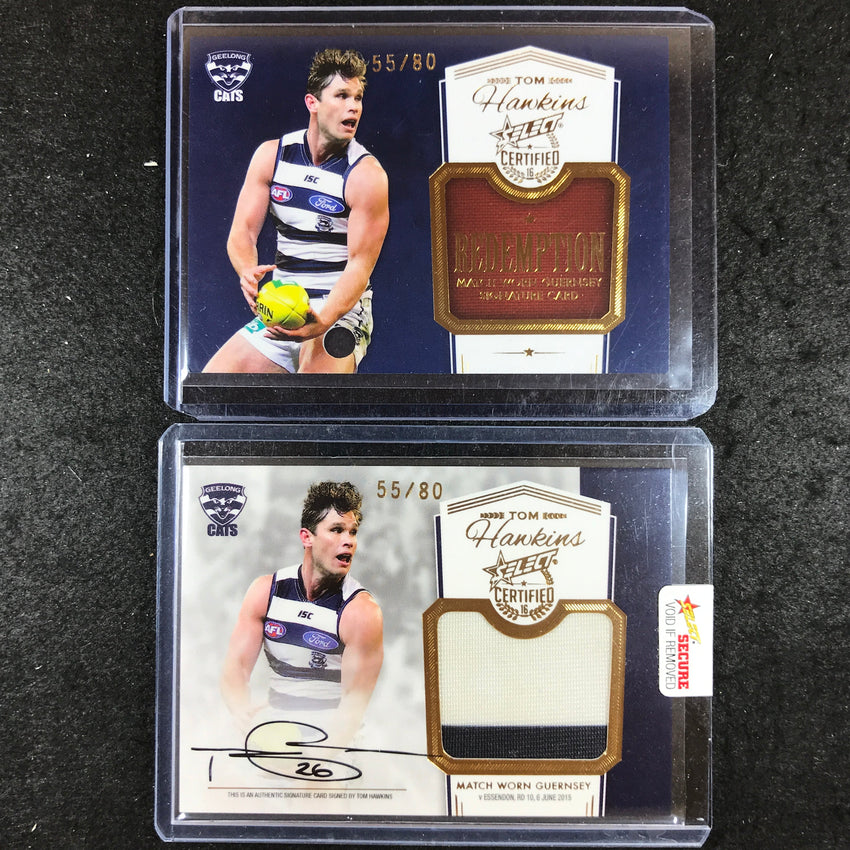 2016 Select AFL Certified TOM HAWKINS Match Worn Guernsey Signature 55/80 #MGS3