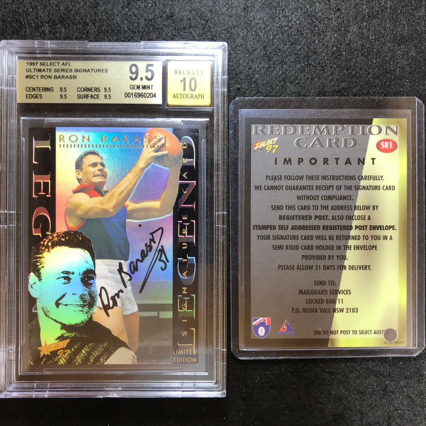 1997 Select AFL RON BARASSI Ultimate Legend Signature 166/250 #SC1 BGS 9.5/10