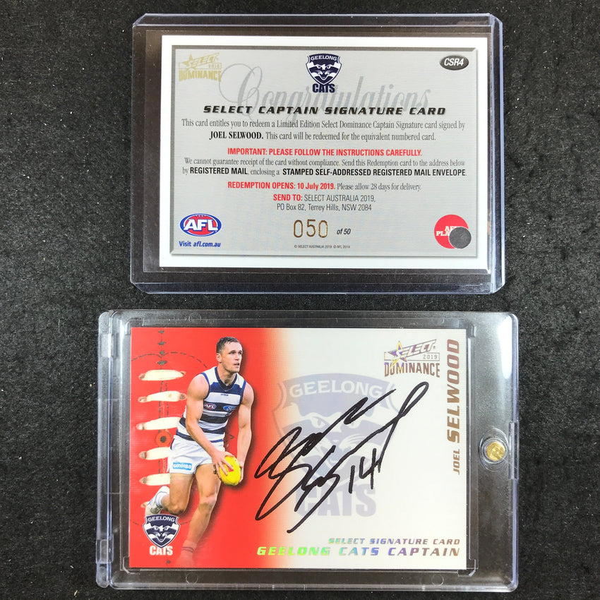 2019 Select AFL Dominance JOEL SELWOOD Captain Signature Auto 50/50 #CS4