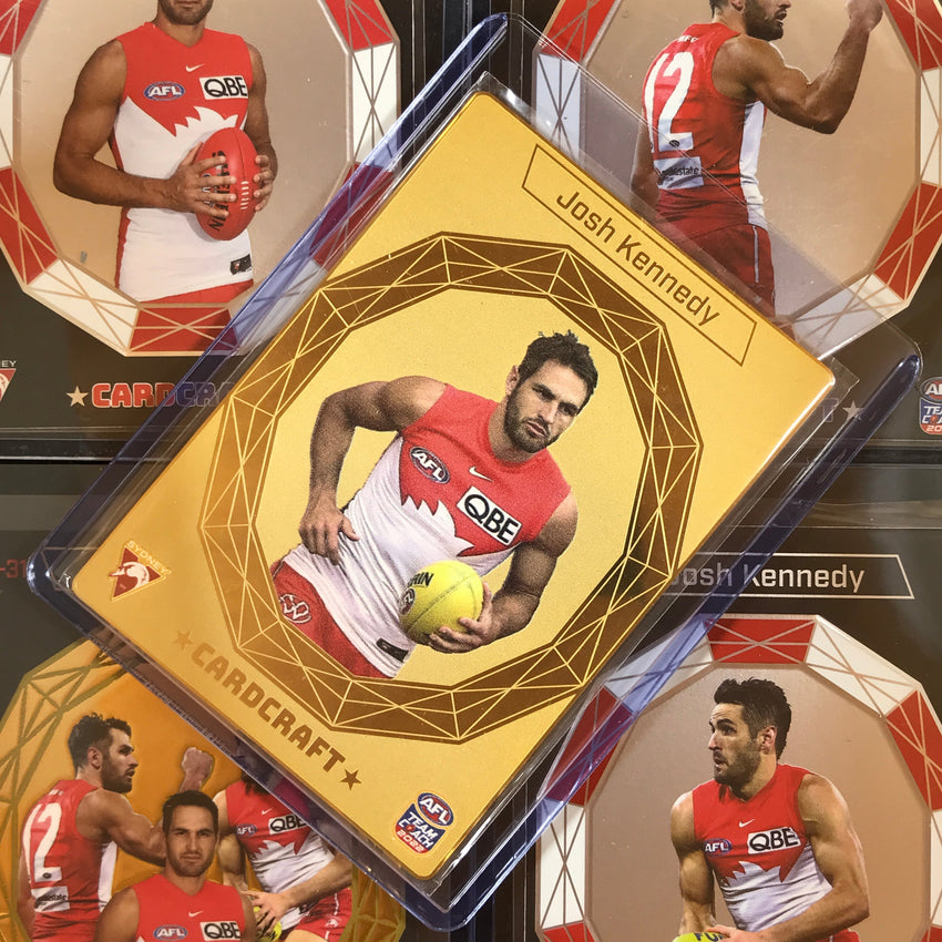 2023 Teamcoach AFL JOSH KENNEDY (SYD) Cardcraft 24k Gold-Plated Card & Collage