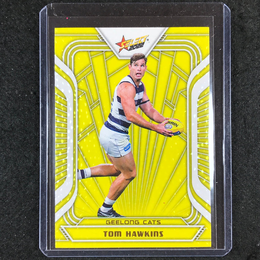 2022 Select AFL Footy Stars TOM HAWKINS Fractured Acid Yellow 007/145 #FY78
