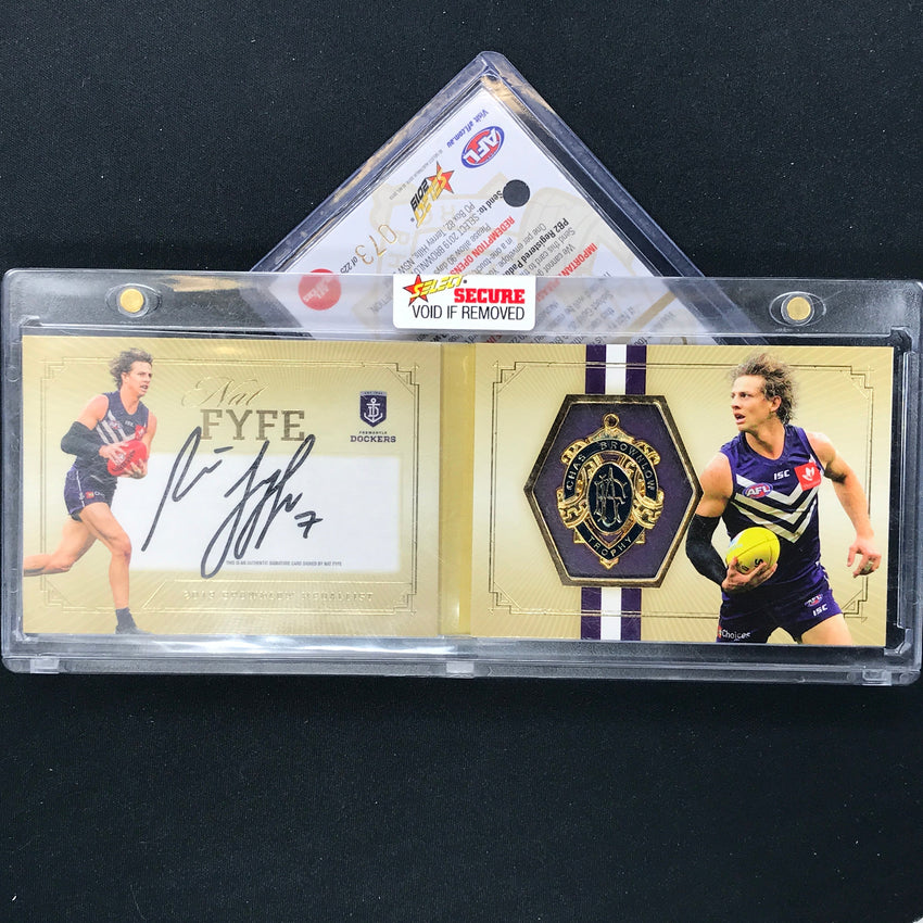 2019 Select AFL Footy Stars NAT FYFE Brownlow Medallist Signature Gold 073/225
