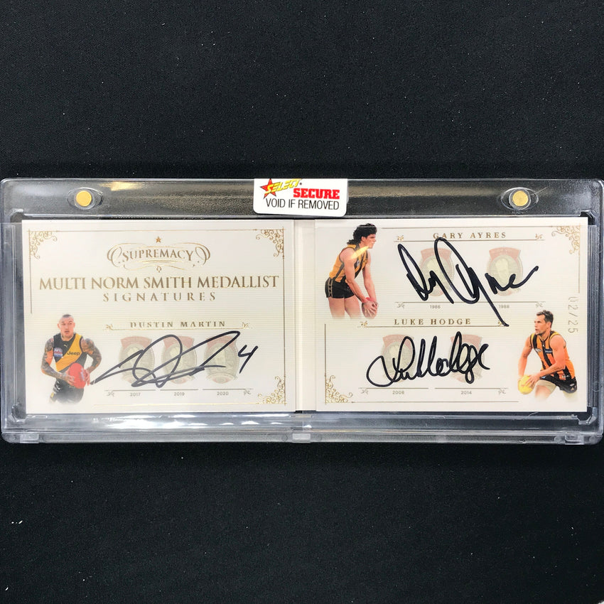 2021 Select AFL Supremacy DUSTIN MARTIN AYRES HODGE Norm Smith Signature 2/25