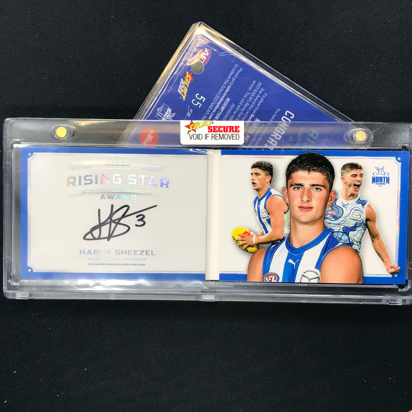 2023 Select AFL Footy Stars HARRY SHEEZEL Rising Star Booklet Signature 55/60