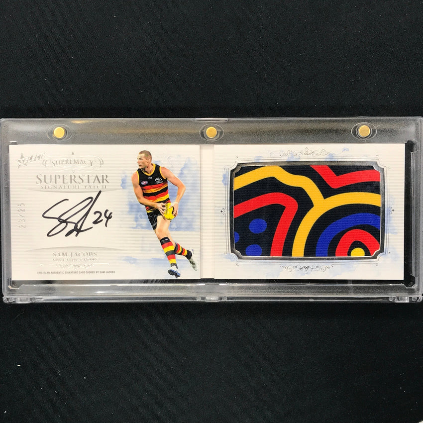 2019 Select AFL Supremacy SAM JACOBS Superstar Signature Patch Booklet 23/25