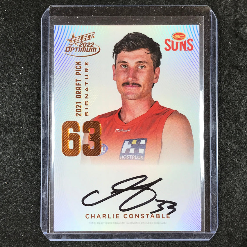 2022 Select AFL Optimum CHARLIE CONSTABLE Draft Pick Signature Copper 120/170